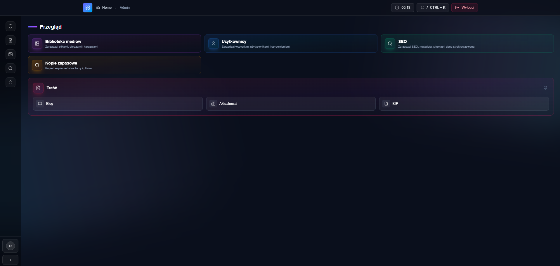 Screen CMS - Dashboard